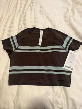 lululemon athletica Black Top with Mint Stripe